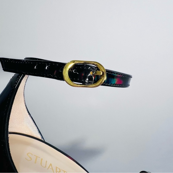 Stuart Weitzman Stiletto Patent Leather High Heel Sandals/ black metallic/size 8 - Picture 7 of 14